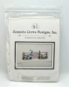 Vintage 1998 Jeanette Crews Kitchen Towel Cross Stitch Kit Garden Gate Towel - Picture 1 of 3