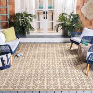 SAFAVIEH Indoor Outdoor CY6564-22 Courtyard Brown / Creme Rug - Picture 1 of 11