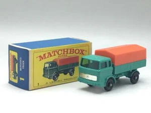 MATCHBOX Camion Mercedes Blu Chiaro/Verde Con Tenda Arancione N. 1 - Foto 1 di 1