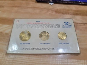 Chile "Modern Uncirculated Type Set" 1964-65 montiert auf Karte kostenloser Versand - Bild 1 von 11