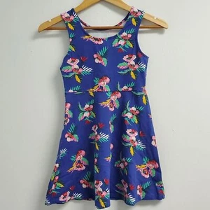 Vestido Ediciones Básicas Niñas L (10/12) Azul Sin Mangas Hawaiano Floral Verano - Imagen 1 de 8