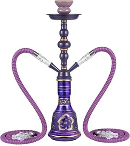 20" Hookah Set - 2 Hose Premium Shisha Hookah Kit with Glass Vase, Ceramic Bowl - Picture 1 of 7