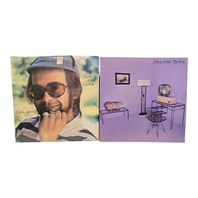 2 Elton John Vinyl LPs: The Fox & Rock of the Westies w/Insert, Orig 1st Press Foto 1 de 4