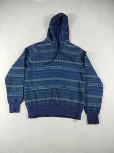 IZOD Hoodie Mens Small Blue Green Fair Isle Cabincore Campcore Outdoors Cozycore - Picture 1 of 9