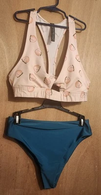 Parte superior trasera de corredor melocotón marca rosa y parte inferior descarada verde azulado talla 8-10 Med para mujer  Foto 1 de 4