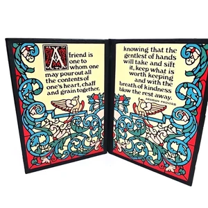 Ein Freund ist einer, dem arabisches Sprichwort Buntglas offenes Buch Plakette 5 x 7 Zoll - Bild 1 von 9