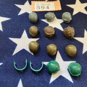 GI Joe Hasbro Accessory Pack Green Brown Grey Helmets Duke Ripcord Airborne Doc - Picture 1 of 5