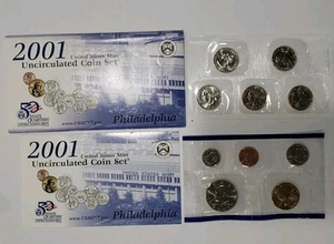 2001 United States Mint Uncirculated Phil and Denver Coin Set ~ L👀K SHIPS FREE - Picture 1 of 2