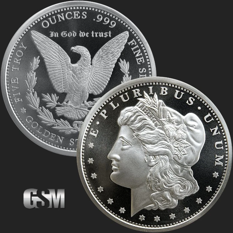 Golden State Mint • Morgan 5 oz plata .999 • Prooflike • Nuevo • Envío gratuito Foto 1 de 1