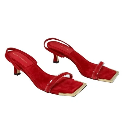 Good American Suede Red001 GA048S-X Standout Square Toe Sandal Size 9 - Image 1 of 4