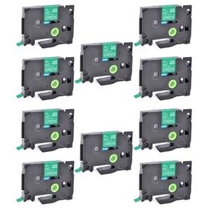 10PK Compatible with Brother P-Touch TZ Tze 735 0.47" White on Green Tape Label - Picture 1 of 10