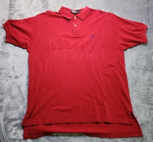 Polo Ralph Lauren Polo Shirt Men's Size XL Red Logo 1/4 Button Up Short Sleeve - Picture 1 of 9