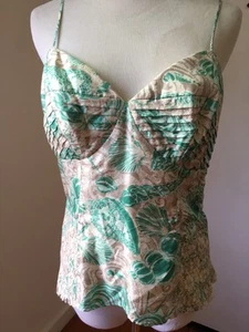 womens silk top blouse spaghetti strap walter multi-color sea ocean shells lace - Picture 1 of 6