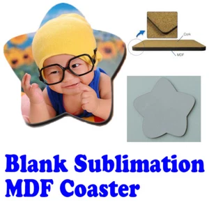 Sublimation Dye Star Bar Coaster Cork Base ink Heat press Transfer Printing x 20 - Picture 1 of 3