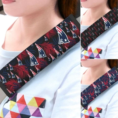 2pcs New England Patriots Seat Belt Pad Shoulder Pad Cover Comfortable Driving Cover