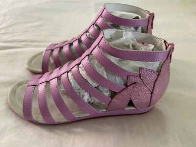 Umi Girls Shoe Gladiator Leather Sandal Pink, New In Box, Size 35 US Size 3 - Image 1 of 4