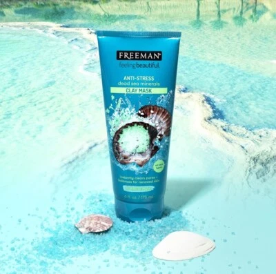 Freeman Face Mask Anti-Stress Dead Sea Minerals Clay Mask Clears Pores 175ml - Image 1 of 4