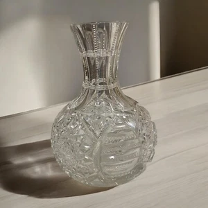 Brilliant Cut Glass Crystal Decanter Carafe Flower Vase 8" tall x 6” W Vintage - Picture 1 of 4