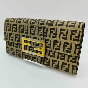 FENDI Zucchino Long Wallet PVC Leather Brown - Picture 1 of 22