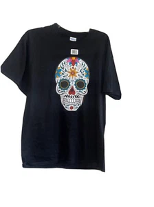 Halloween Shirt Totenkopf Print schwarz Erwachsene - Bild 1 von 6