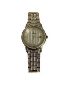Bulova Men's Watch stainless steel two tone Swarovski Crystals C976933 - Picture 1 of 7