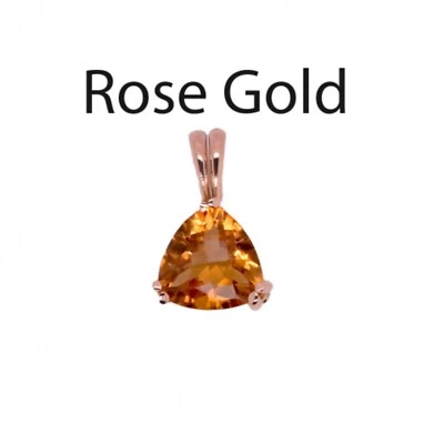 Colgante solitario forma trillón de citrino 7 mm, 1,05 quilates en oro rosa de 14 k (54066) Foto 1 de 4