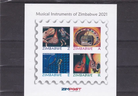 Zimbabwe mnh imperforated souvenir sheet Musical instruments 2021 Cover