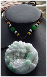 Video Certified Green Natural A Jade jadeite Pendant Phoenix Bird 鸟语花香 505509 - Picture 1 of 8