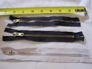 3 Vtg 7" ZIPPERS MARKED SKM NO.5, LEVI'S YKK USA. 45, C & C, BLACK, NAVY & WHITE - Picture 1 of 11