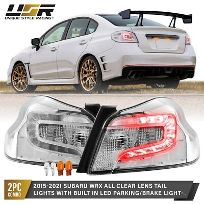 CLEAR Lens Tail Light Red LED (Left + Right) Pair For 15-21 Subaru WRX STi VA Foto 1 de 4