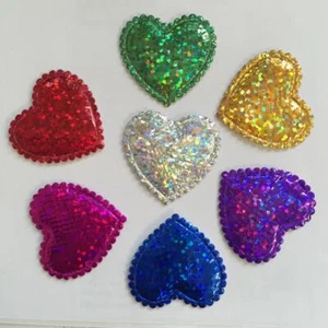 40 pz glitter a forma di cuore patch imbottite cuori applique forniture per cucire artigianato - Foto 1 di 4