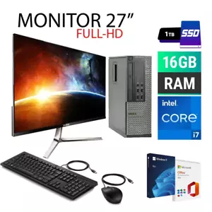 PC COMPUTER RICONDIZIONATO DELL i7 16GB SSD 1TB MONITOR 27" WINDOWS 11 + OFFICE - Foto 1 di 1