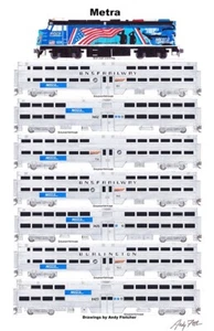 Póster de tren de cercanías locomotora Metra Veterans 11"x17" firmado por Andy Fletcher - Imagen 1 de 1