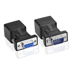 DB9 RS232 9Pin auf RJ45 Buchse Extender Karte RJ45 Buchse + Buchse auf Adapter - Bild 1 von 3