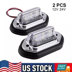 2Pcs LED License Plate Light Tag Lamps Assembly Universal for Truck Trailer RV - Picture 1 of 13