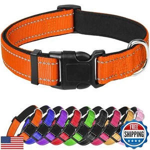 Orange Dog Collar, Reflective Pet Collar with Buckle Adjustable Safety Nylon - Picture 1 of 5