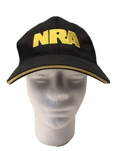 NRA Hat Cap Black Yellow Cotton Adjustable National Rifle Association - Picture 1 of 10