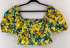 Laura Ashley x Urban Outfitters Puff Sleeve Crop Top Shirt Womens Size Medium - Picture 1 of 14