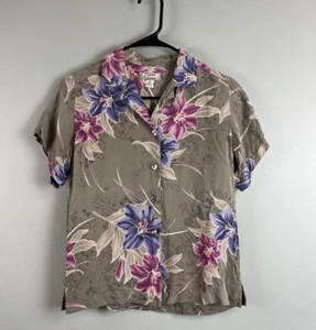 Tommy Bahama Shirt Women's XS Top Blouse SILK Collar Vintage Hawaiian Floral - Picture 1 of 7