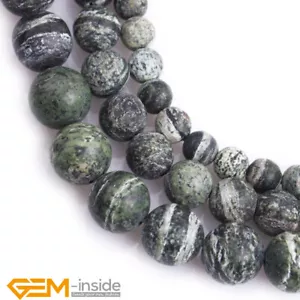 Green Zebra Jasper Natural Stone Frosted Matte Round Beads Jewelry Making 15" AU - Bild 1 von 25