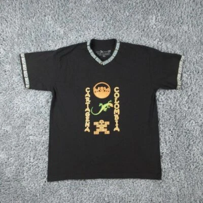 Camisa Cartagena Columbia Mujer Extra Grande Negra Manga Corta Cuello en V Foto 1 de 4