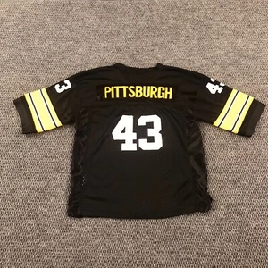 Kids Team Pittsburgh Stealers Jersey Football Youth Size 10 Black Gold White #43 - Picture 1 of 10