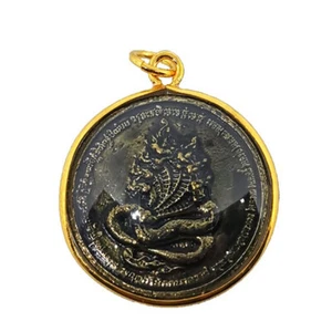 Naga Pu Si Suttho Talisman Pendant Wealth Lucky Coin Dragon Thai Buddha Amulet - Picture 1 of 2