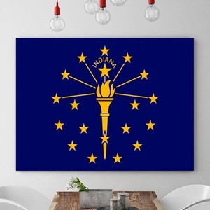 INDIANA Art Print Flag United States Office Home Wall Decor Poster/Canvas - Picture 1 of 3