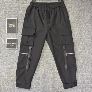 Banna Harbour schwarze Twill Cargohose Kordelzug Träger Reißverschlüsse - Bild 1 von 21