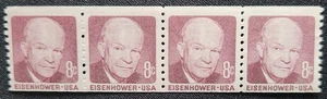 US Scott 1402 - Eisenhower - MNH - 1971 Issue - 4 Coil Strip - Picture 1 of 1