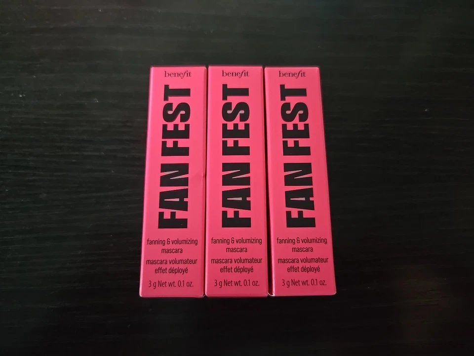 Benefit Fan Fest Hyper Black Fanning & Volumizing Mascara .1oz NEW in Box 3 PACK - Image 1 of 1