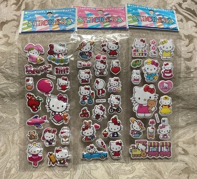 Retro Vintage Look Hello Kitty Cartoon 3D Puffy Stickers 3 sets (#13) - Image 1 of 3