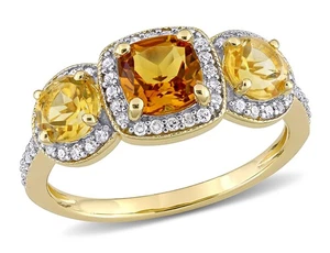 1.73 Carat (ctw) Cushion-Cut Maderia Citrine Ring Yellow Sterling Silver - Picture 1 of 5