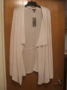 Eileen Fisher neu mit Etikett $ 278 Large weiß Bio-Leinen gerippt drapiert vorne offen Cardigan L - Bild 1 von 12